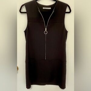 Alexander Wang Front Zipper Sleeveless Mini Black Sheath Dress Size 6